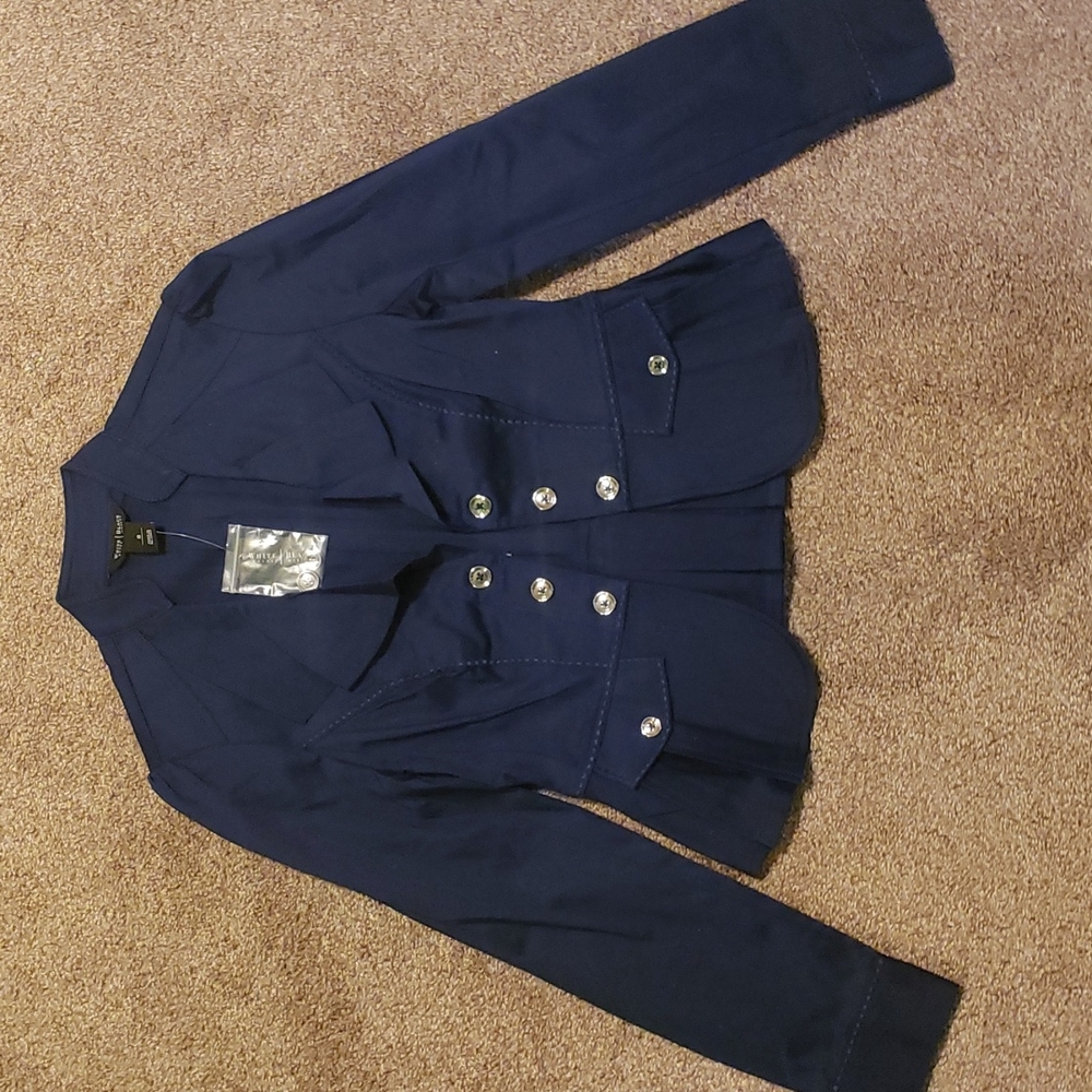 White House Black Market Navy Blue Jacket/Blazer Size 0